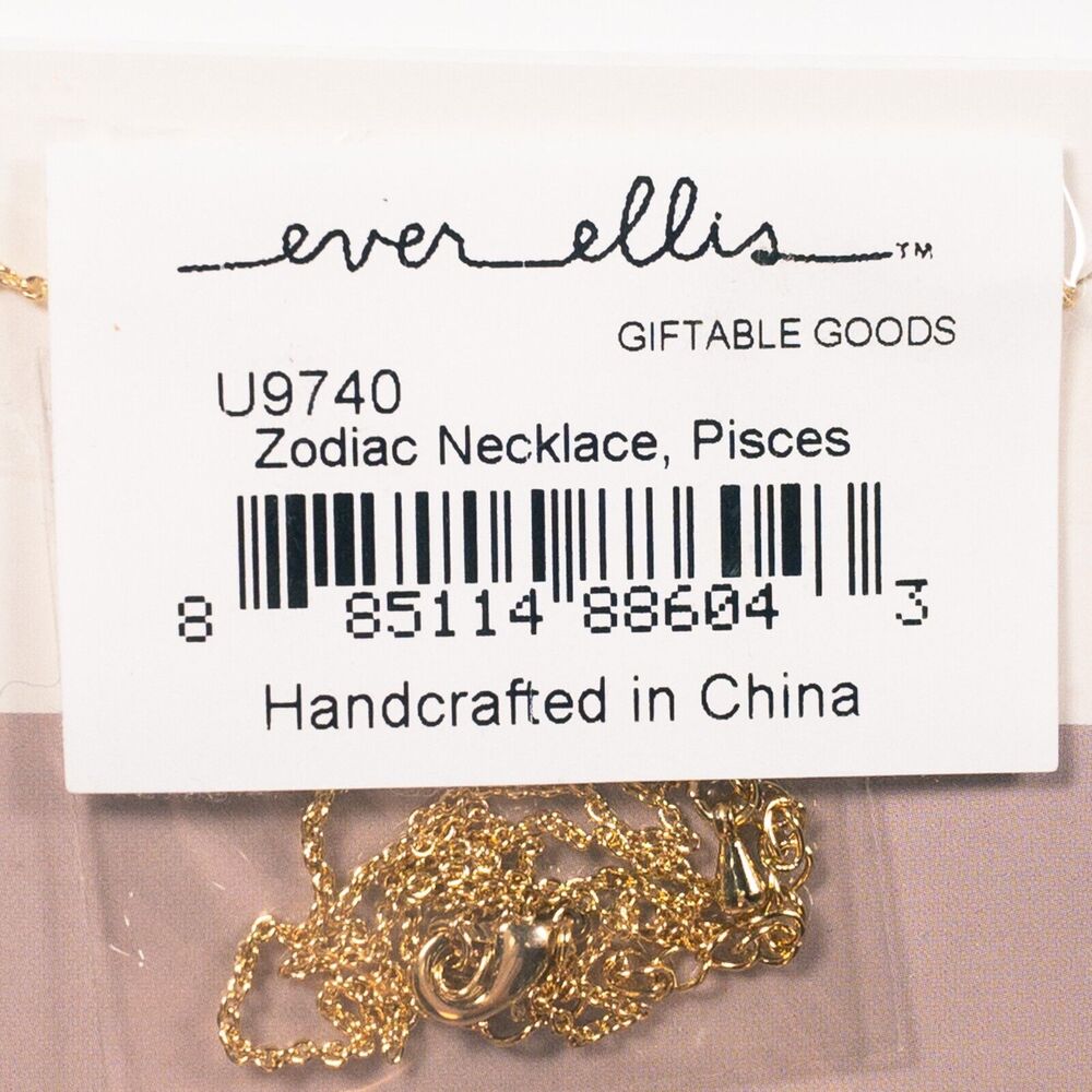 Ever Ellis Pisces Zodiac Bar Necklace Gold Astrology Jewelry - Picture 3 of 7